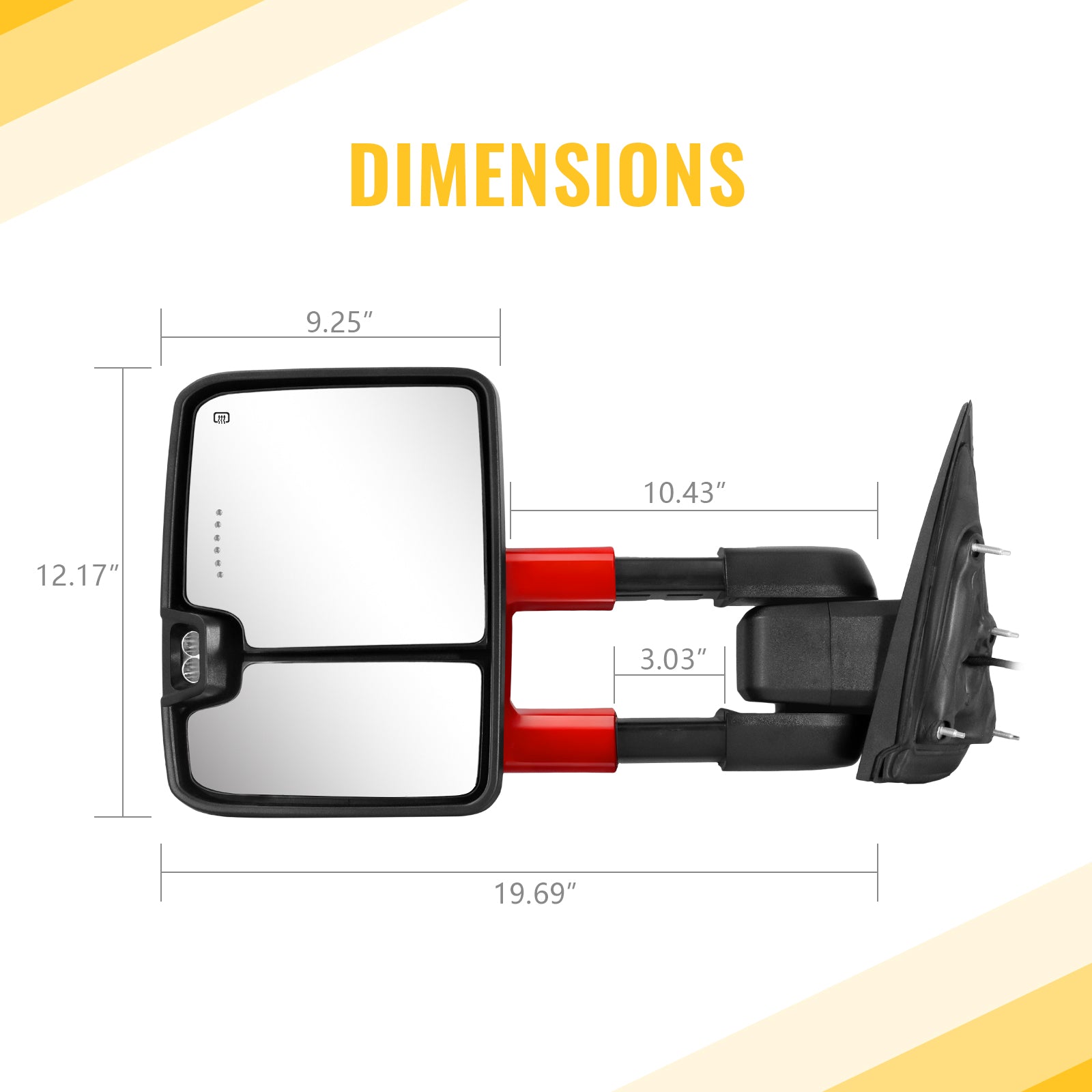 Sanooer Towing Mirror size diagram