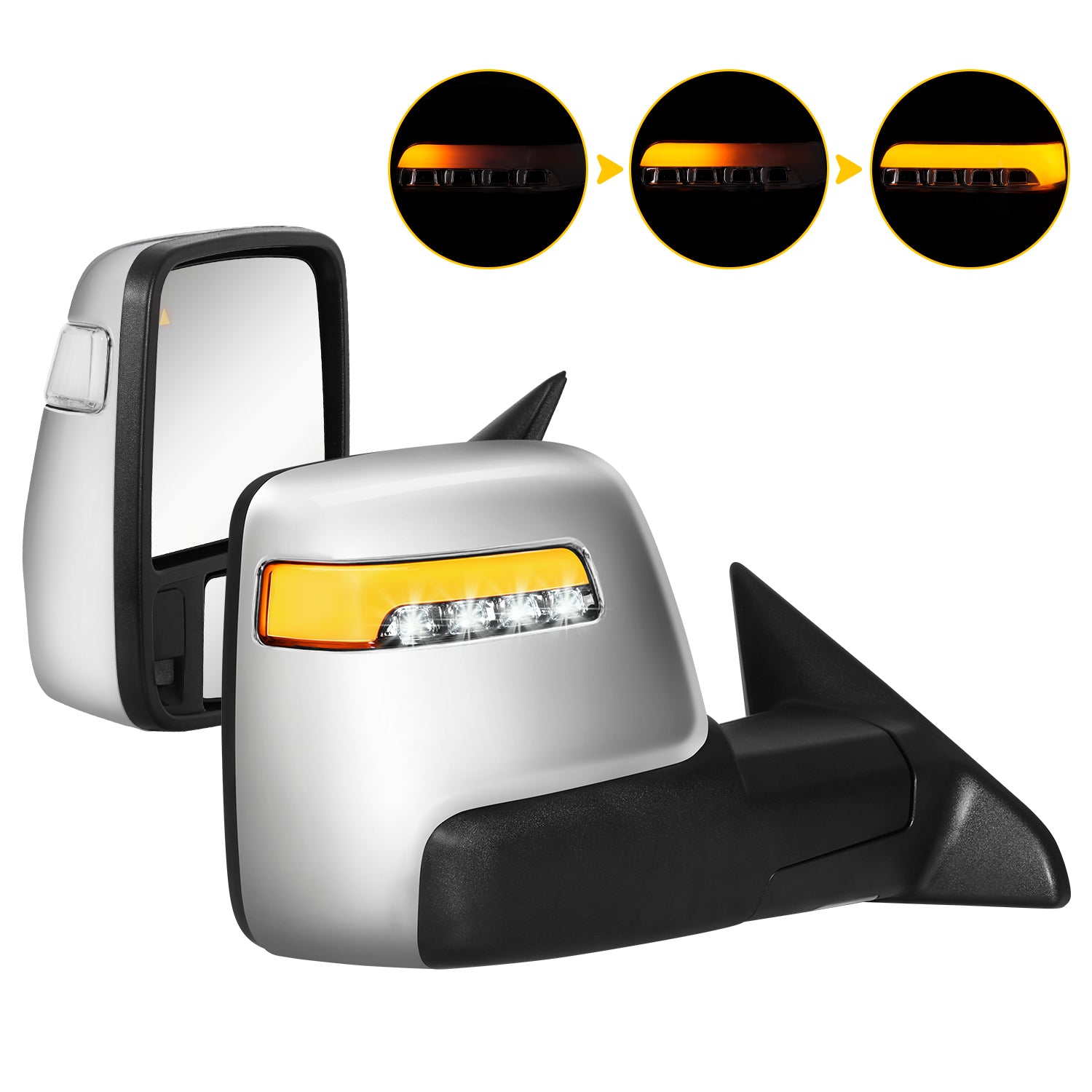 Sanooer 2019-2022 Dodge Ram 2500 3500 Towing Mirrors Chrome