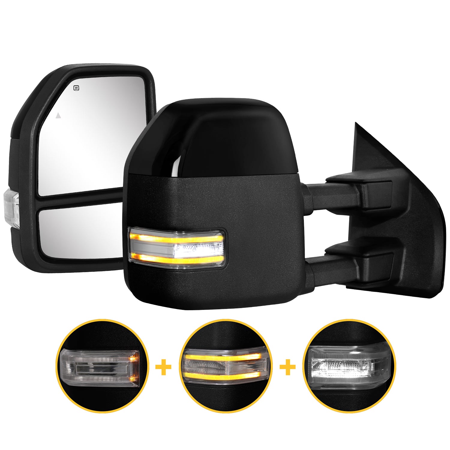Sanooer 2021-2026 Ford F150 F250 Painted Black Towing Mirror