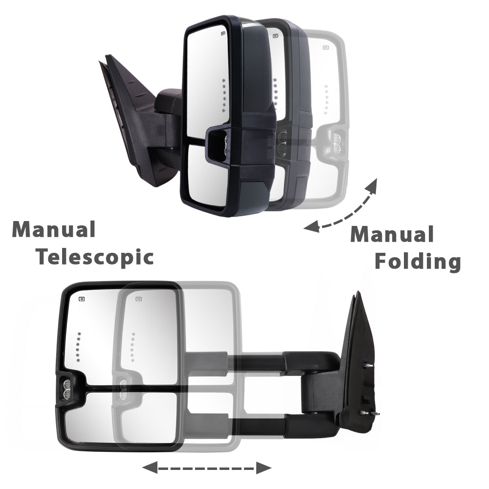 Sanooer-Basic-Towing-Mirror-2007-New-body-2013-Chevy-Silverado-GMC-Sierra-Metal-Iridium-Painted-manual-telescopic-folding