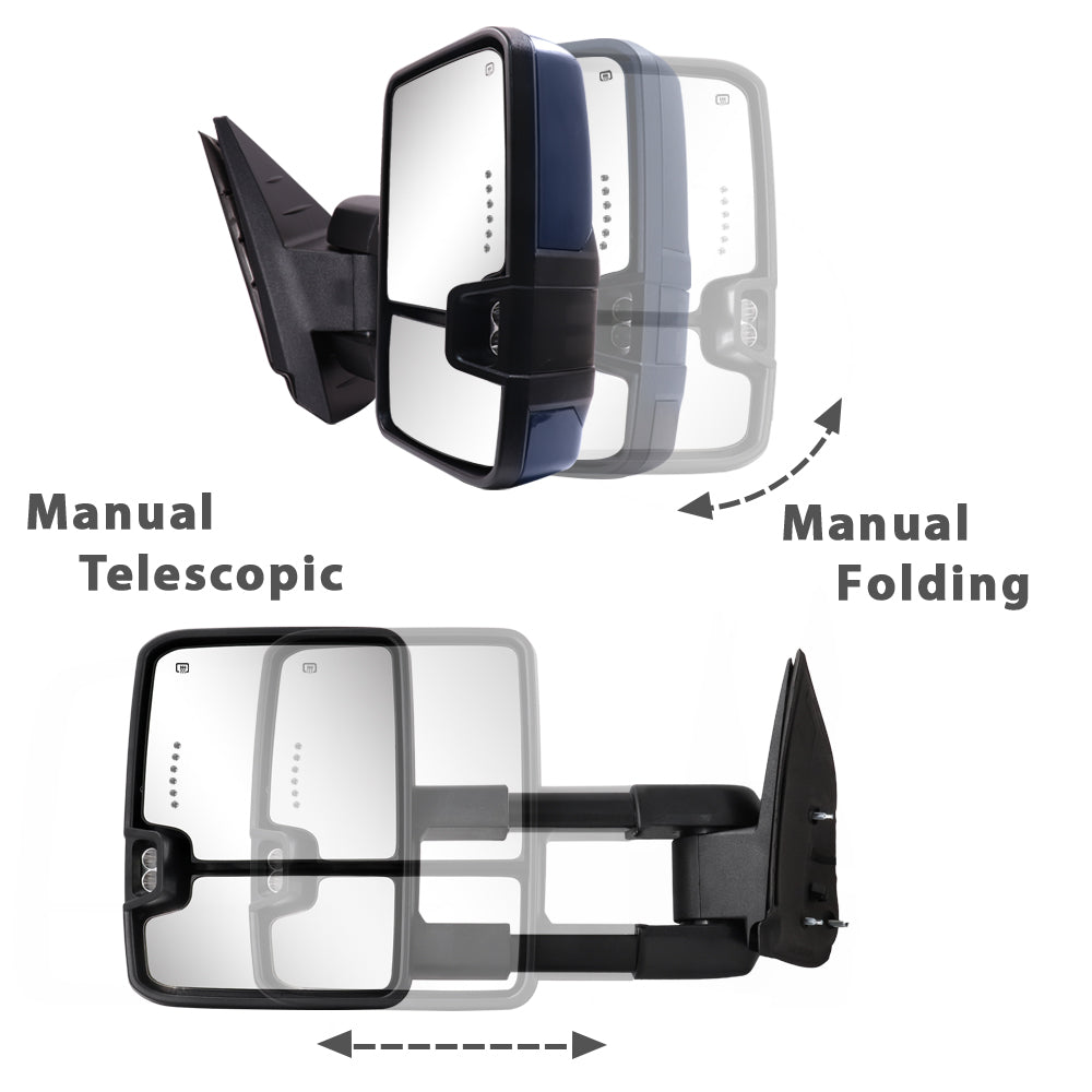 Sanooer-Basic-Towing-Mirror-2007-New-body-2013-Chevy-Silverado-GMC-Sierra-Painted-Blue-manual-telescopic-folding