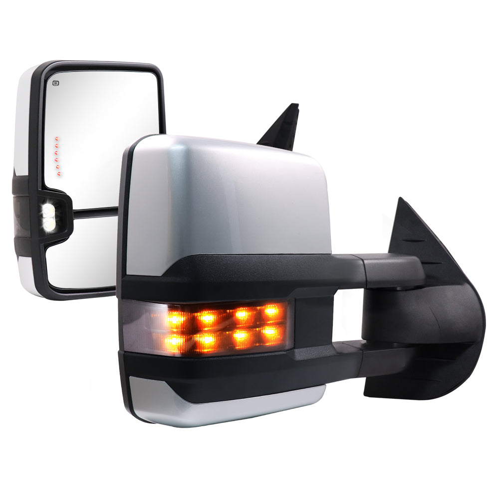 Sanooer-Basic-Towing-Mirror-2007-New-body-2013-Chevy-Silverado-GMC-Sierra-Painted-Silver