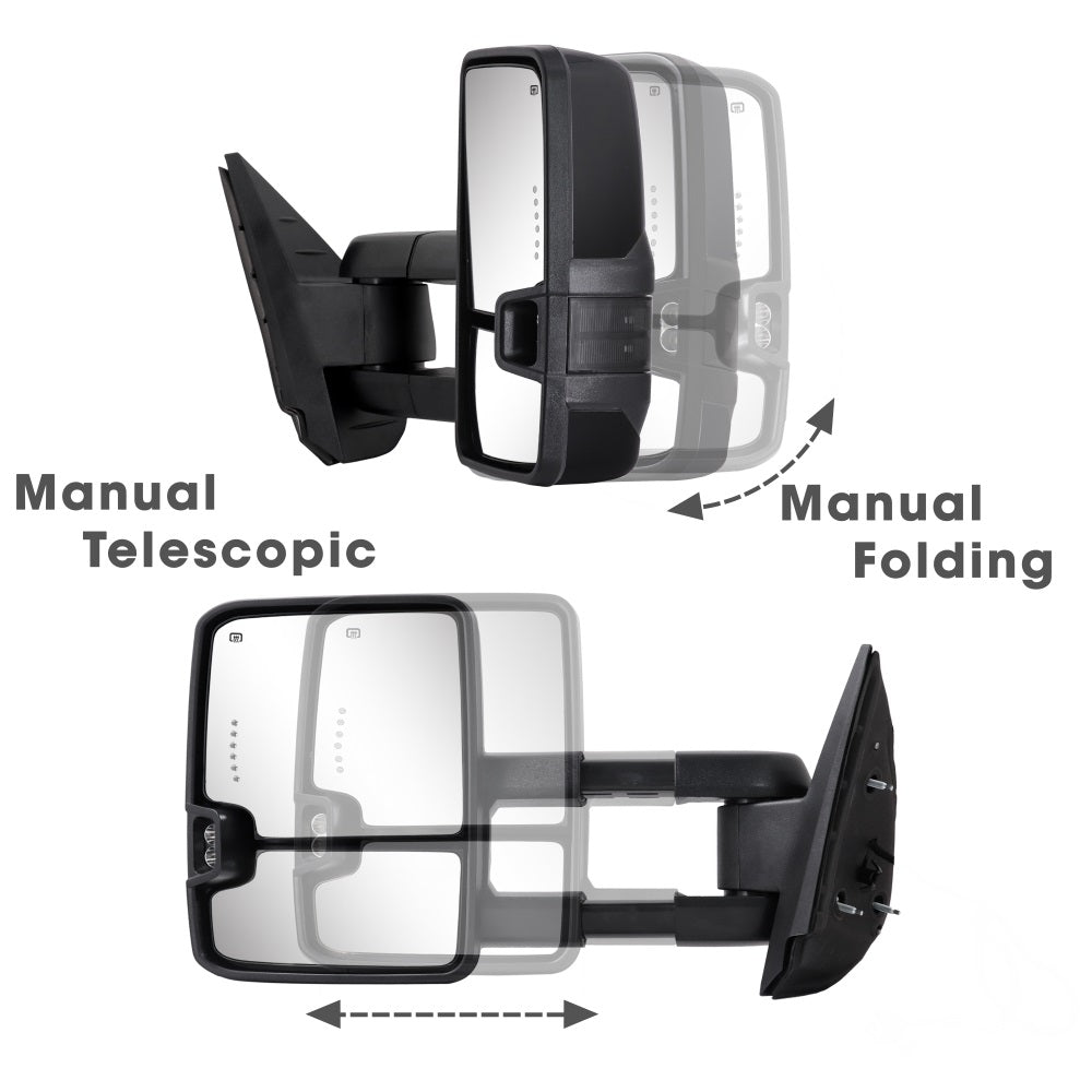 Sanooer-Basic-Towing-Mirror-2007-New-body-2013-Chevy-Silverado-GMC-Sierra-painted-black-manual-telescopic-folding