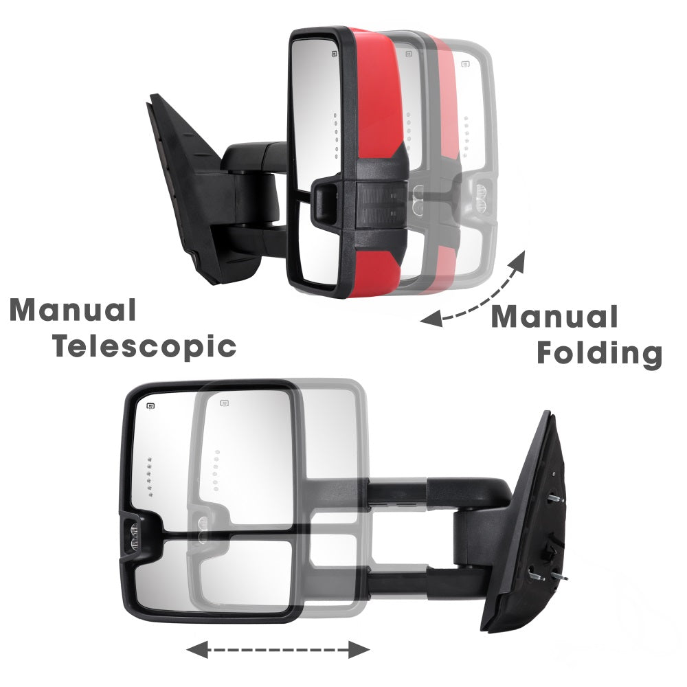 Sanooer-Basic-Towing-Mirror-2007-New-body-2013-Chevy-Silverado-GMC-Sierra-painted-red-manual-telescopic-folding
