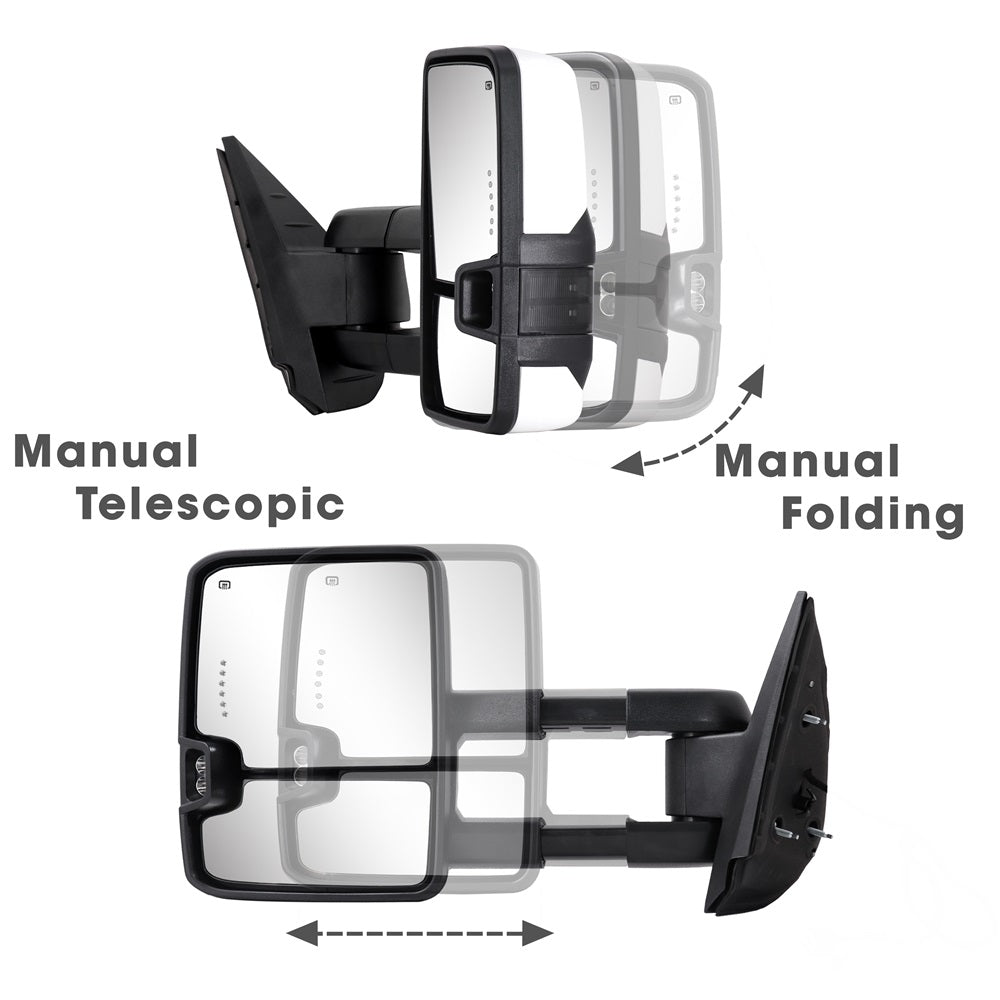 Sanooer-Basic-Towing-Mirror-2007-New-body-2013-Chevy-Silverado-GMC-Sierra-painted-white-manual-telescopic-folding