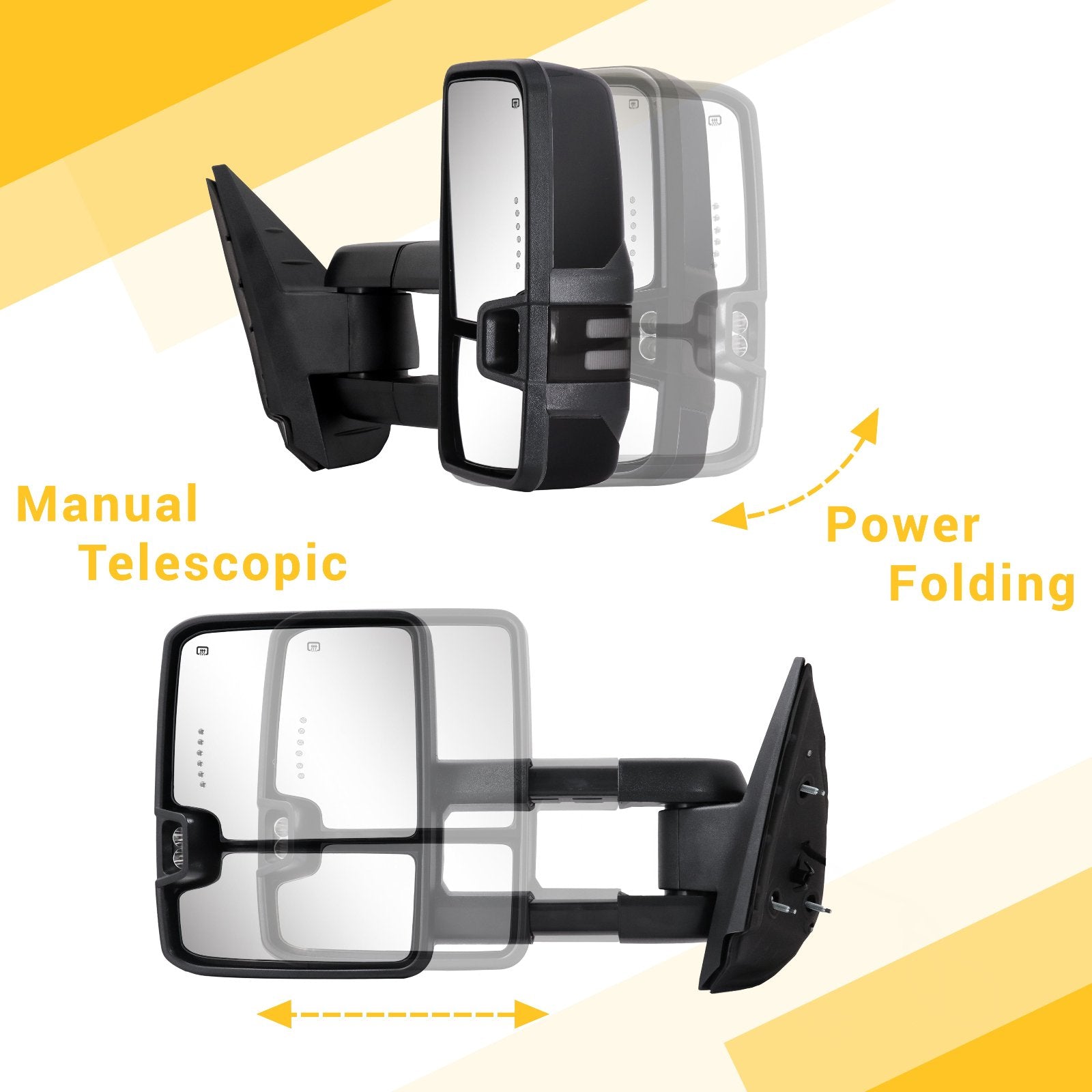 Sanooer-Basic-Towing-Mirror-2007-New-body-2013-Chevy-Silverado-GMC-Sierra-textured-black-SDBP-manual-telescopic-power-folding