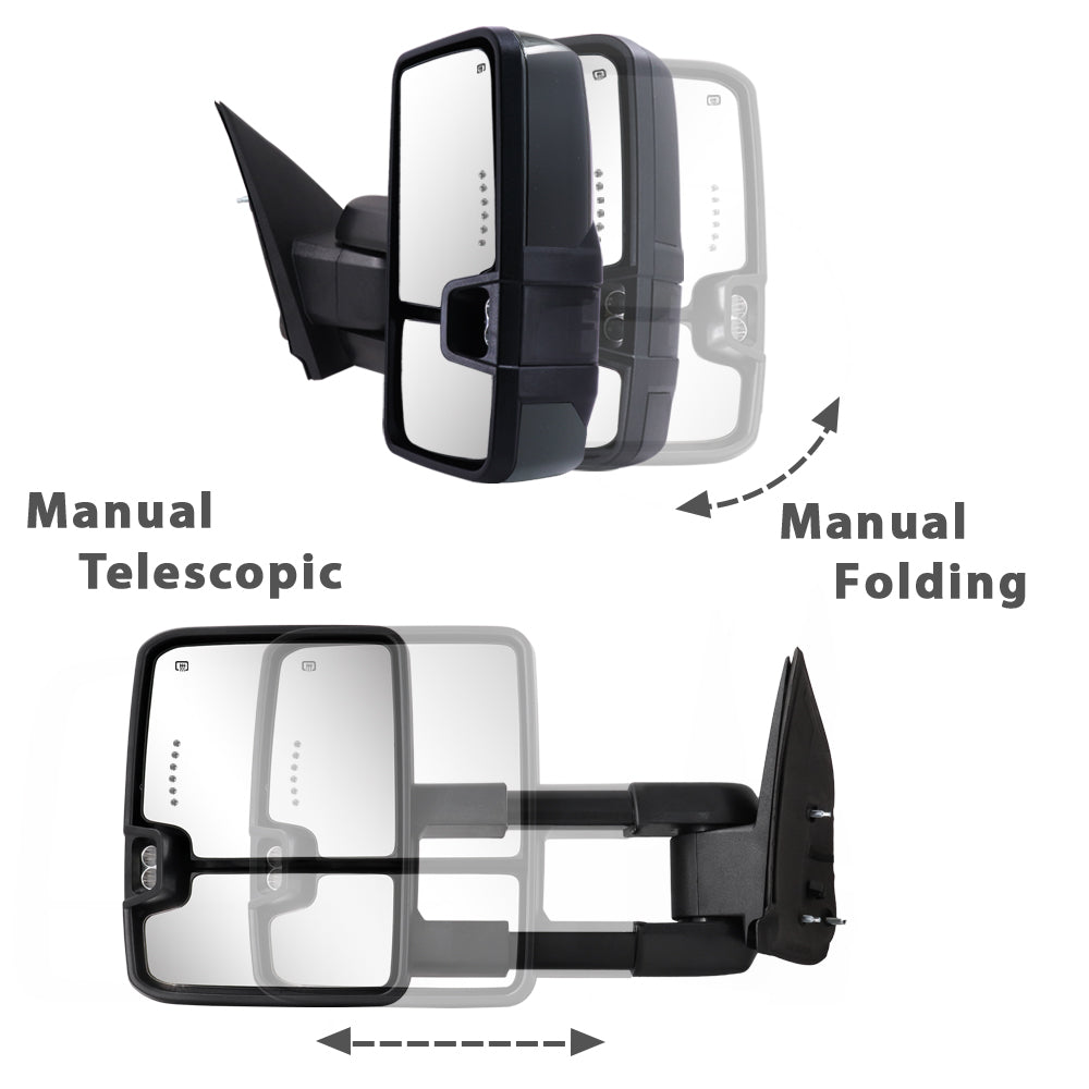 Sanooer-Basic-Towing-Mirror-2014-2018-CHEVY-Silverado-GMC-Sierra-Metal-Iridium-Painted-manual-telescopic-folding