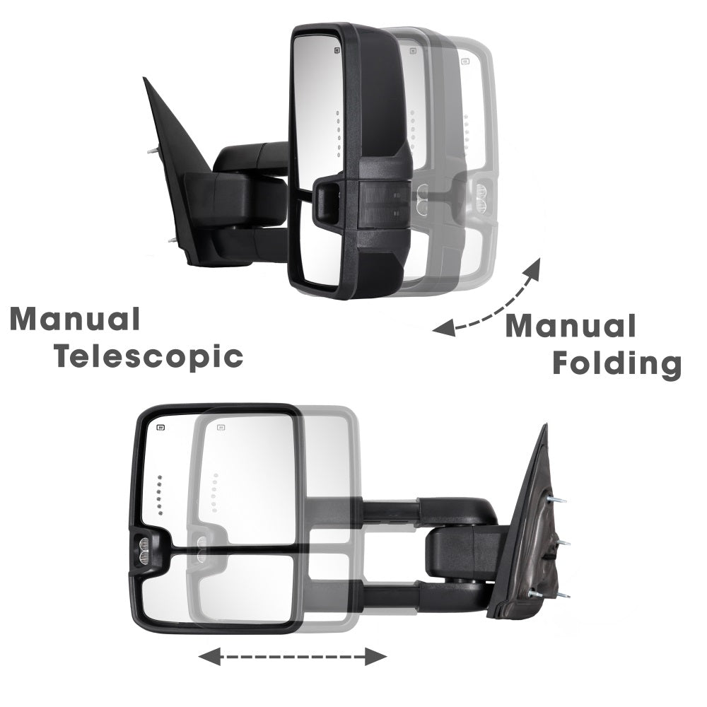Sanooer-Basic-Towing-Mirror-2014-2018-CHEVY-Silverado-GMC-Sierra-painted-black-manual-telescopic-folding