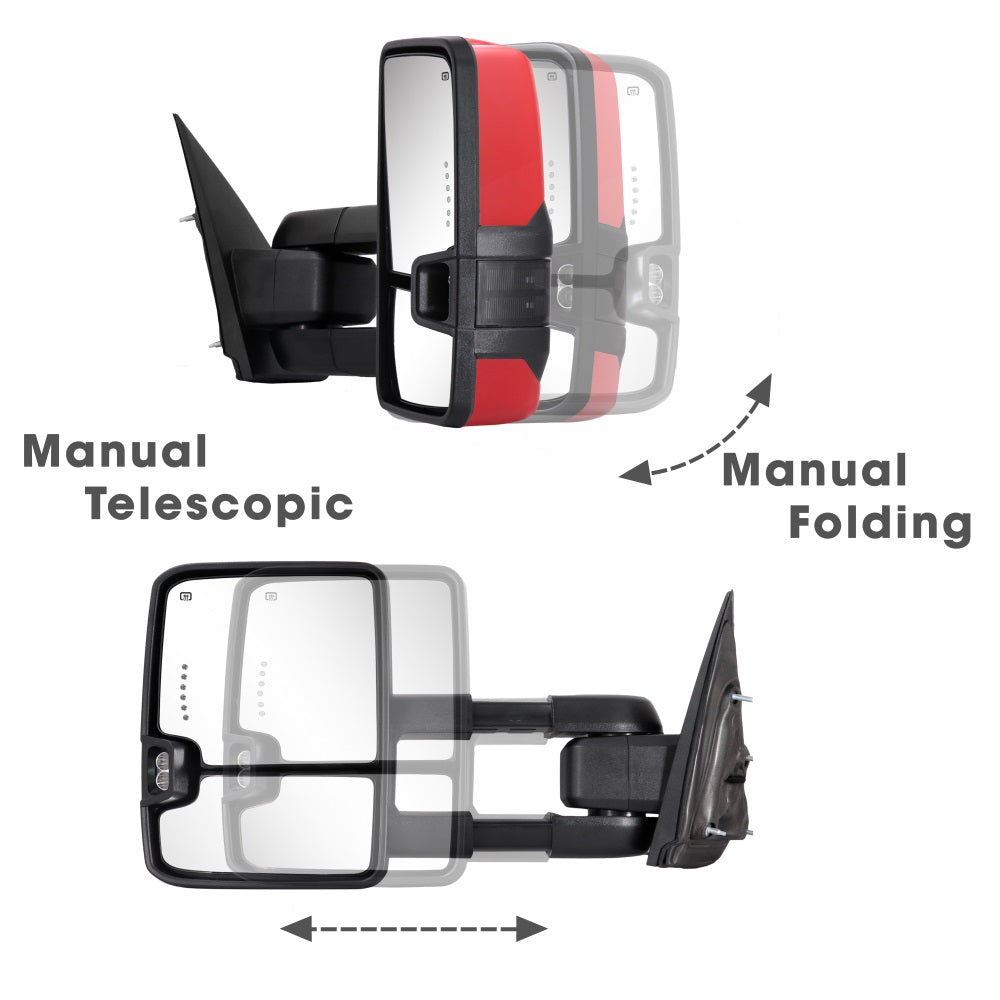 Sanooer-Basic-Towing-Mirror-2014-2018-CHEVY-Silverado-GMC-Sierra-painted-red-manual-telescopic-folding