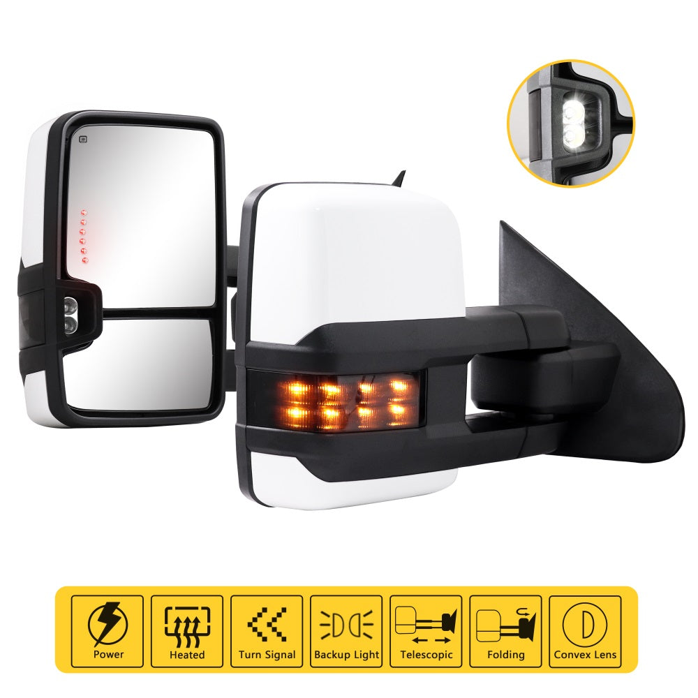 Sanooer-Basic-Towing-Mirror-2014-2018-CHEVY-Silverado-GMC-Sierra-painted-white-features