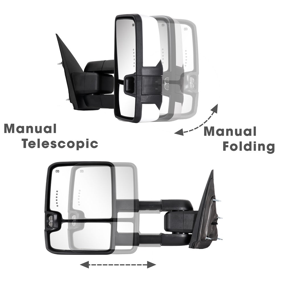 Sanooer-Basic-Towing-Mirror-2014-2018-CHEVY-Silverado-GMC-Sierra-painted-white-manual-telescopic-folding