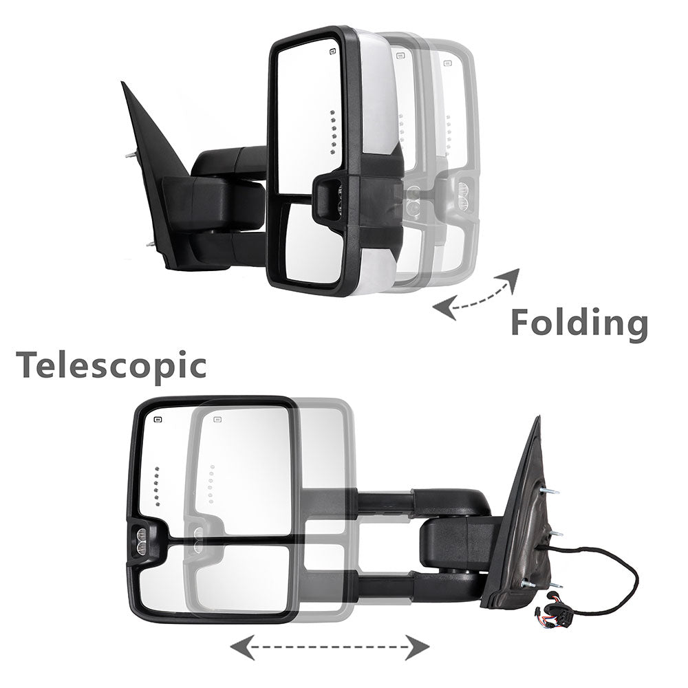 Custom Extendable Telescopic Towing Mirror for 2014 - 2019 CHEVY Silverado GMC Sierra etc.