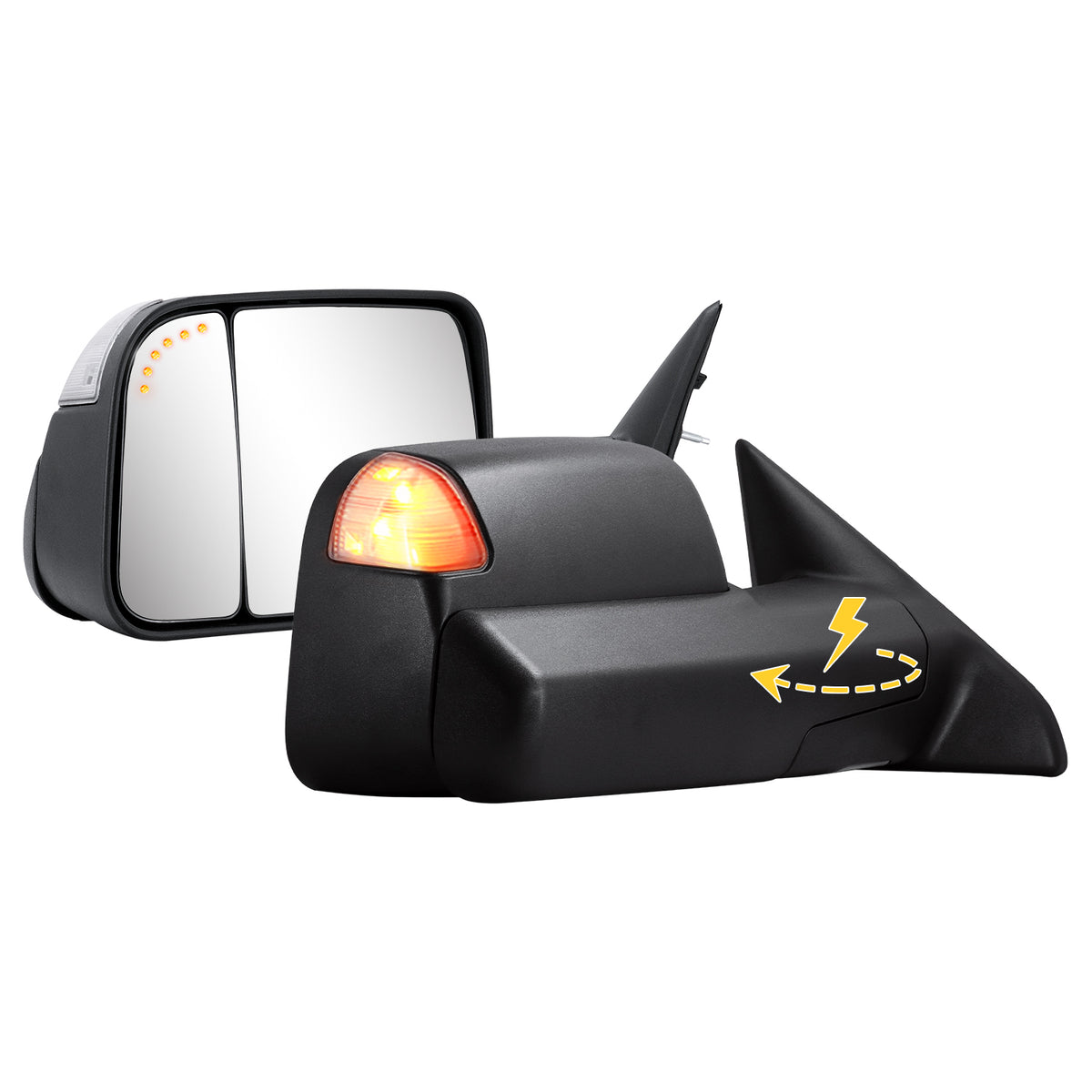 Sanooer Filp up Power Folding Tow Mirrors for 2009-2018 Dodge Ram 1500 & 2500 3500-Black