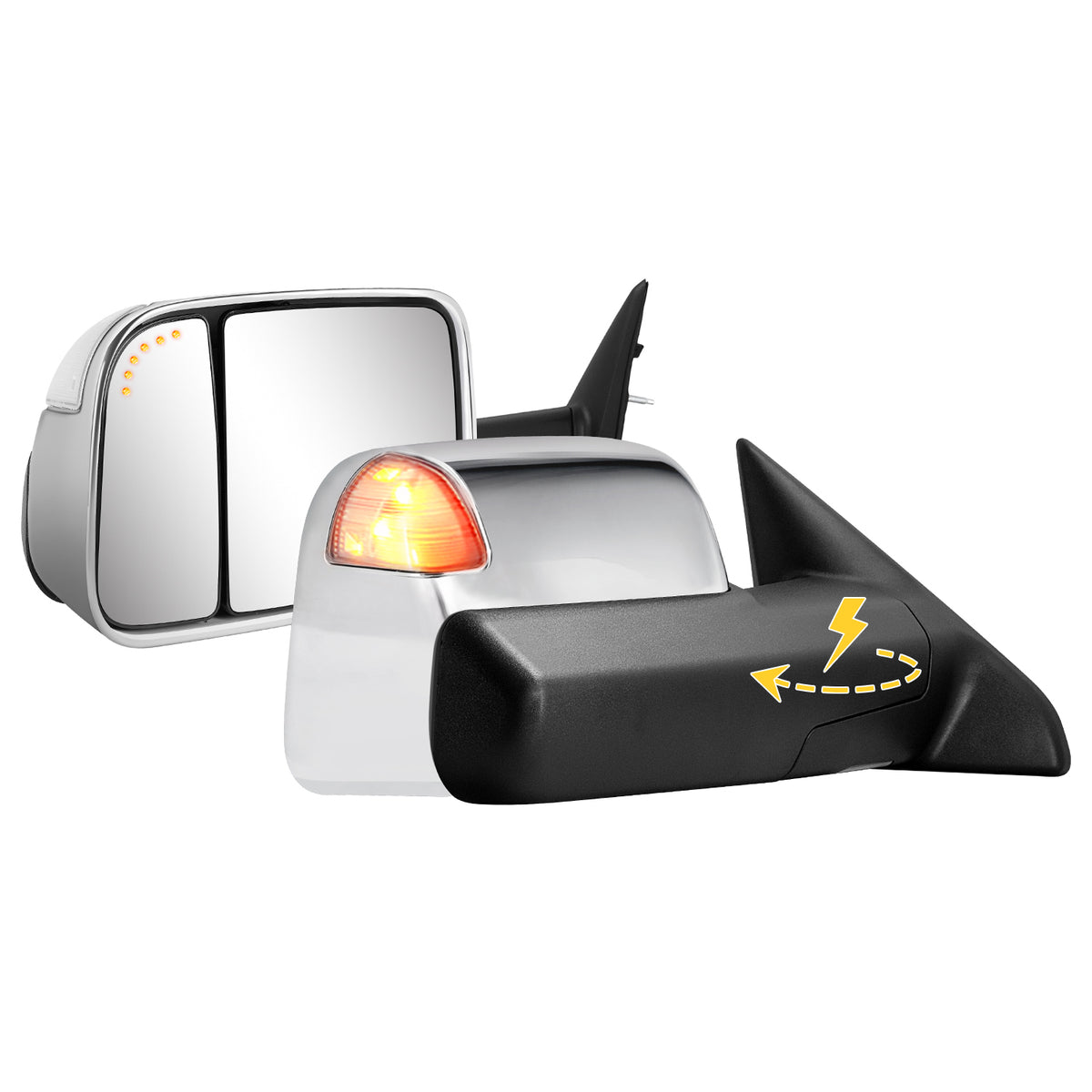 Sanooer Filp up Power Folding Tow Mirrors for 2009-2018 Dodge Ram 1500 & 2500 3500-Chrome