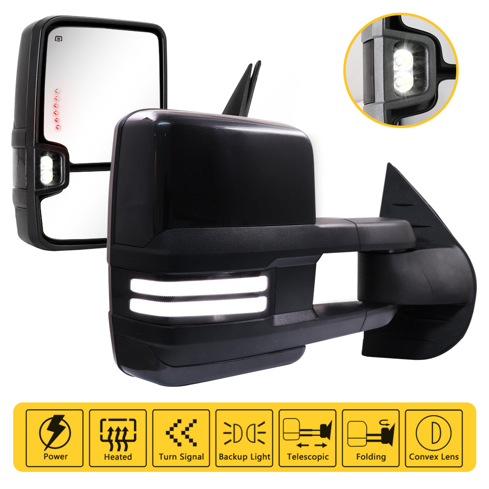 Sanooer-Switchback-Towing-Mirror-2007-New-body-2013-Chevy-Silverado-GMC-Sierra-Metal-Iridium-Painted-functions