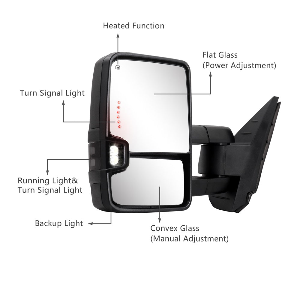 Sanooer-Switchback-Towing-Mirror-2007-New-body-2013-Chevy-Silverado-GMC-Sierra-textured-black-functions