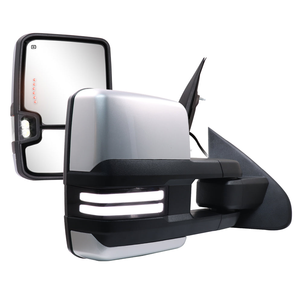 Sanooer-Switchback-Towing-Mirror-2014-2018-CHEVY-Silverado-GMC-Sierra-Silver-Painted