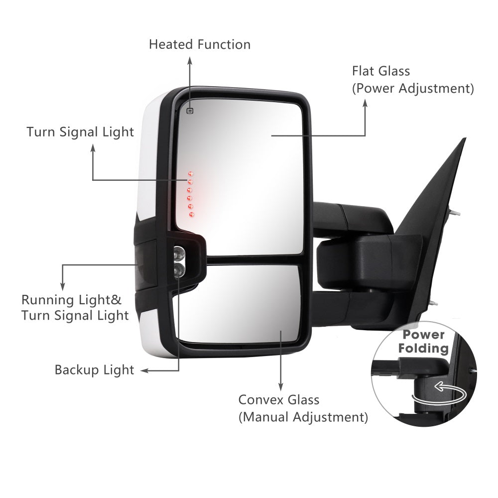 Sanooer-Switchback-Towing-Mirror-2014-2018-CHEVY-Silverado-GMC-Sierra-painted-white-functions