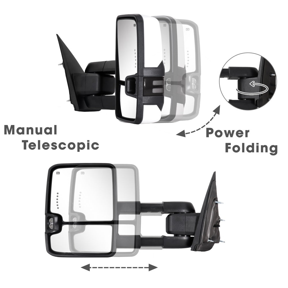 Sanooer-Switchback-Towing-Mirror-2014-2018-CHEVY-Silverado-GMC-Sierra-painted-white-manual-telescopic-power-folding