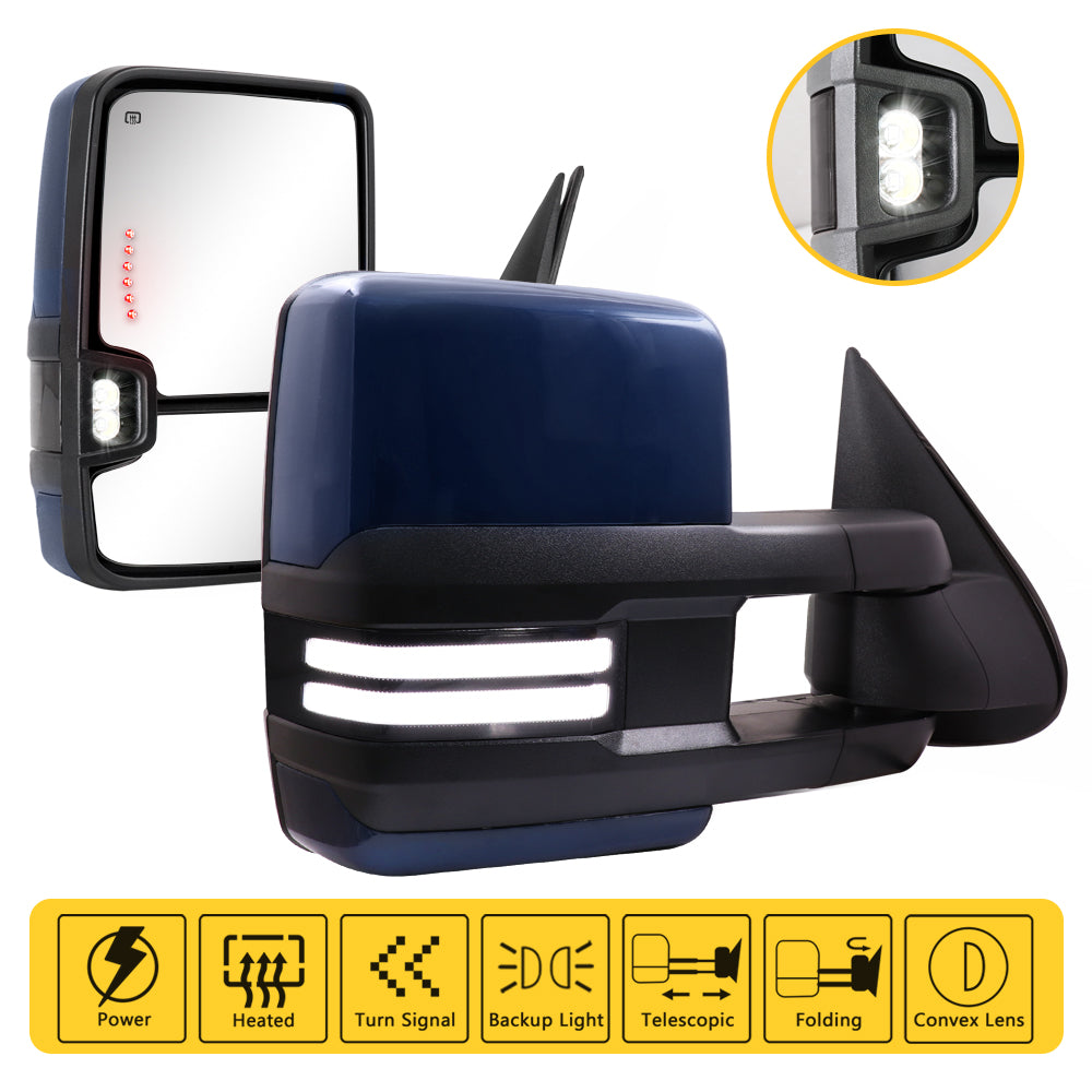 Sanooer-Switchback-Towing-Mirrors-2003-2007-Classic-Chevy-Silverado-GMC-Sierra-paint-blue-functions