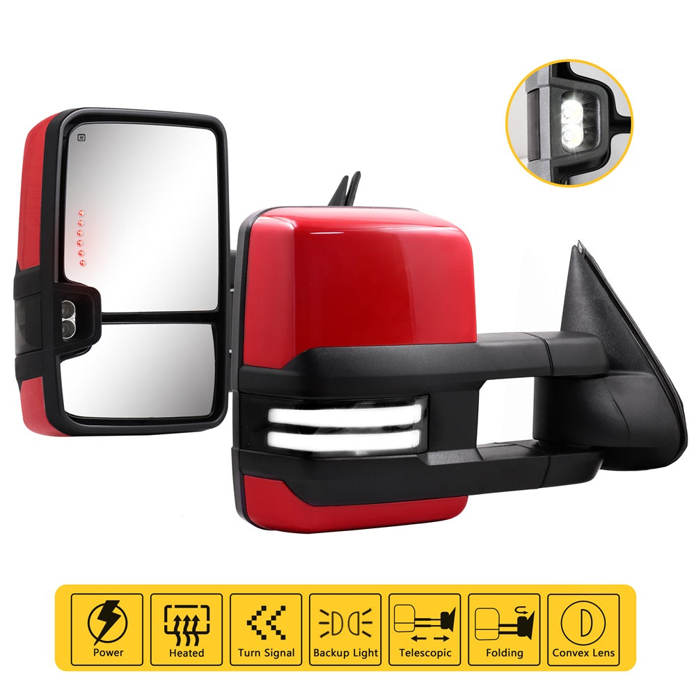 Sanooer-Towing-Mirror-2003-2007-Classic-Chevy-Silverado-GMC-Sierra-paint-red-switchback-functions