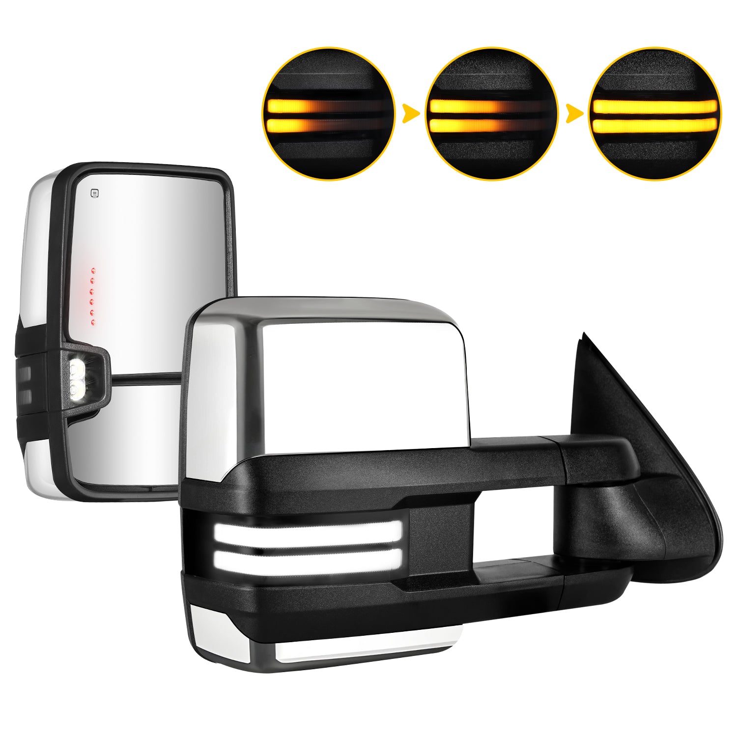 Sanooer 2003-2007 Chevy GMC Chrome Switchback Towing Mirror 