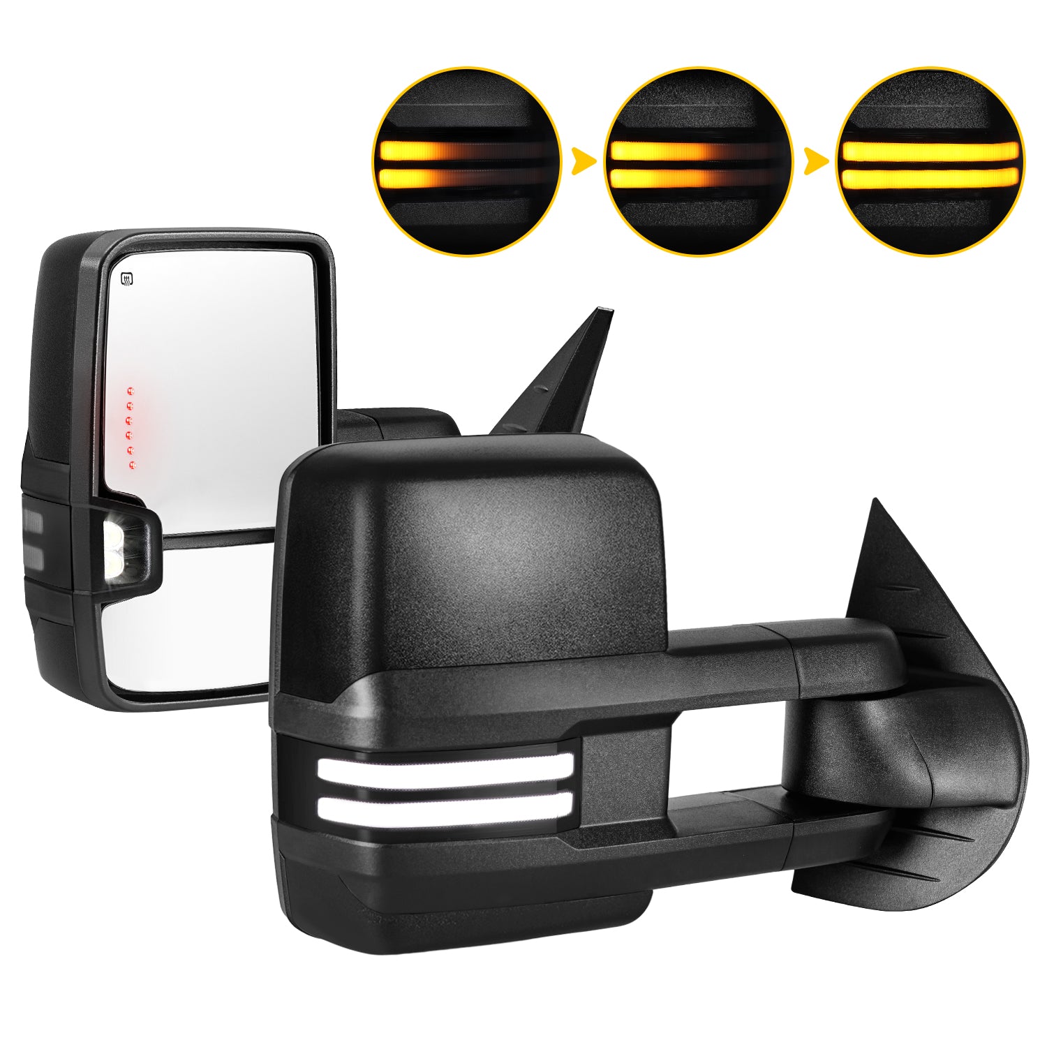 Sanooer 2007–2013 Chevy Silverado GMC Sierra Textured Switchback Towing Mirror