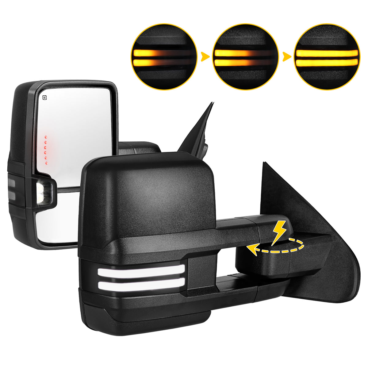 Sanooer 2014-2019 CHEVY GMC Texture Switchback Powe Towing Mirror