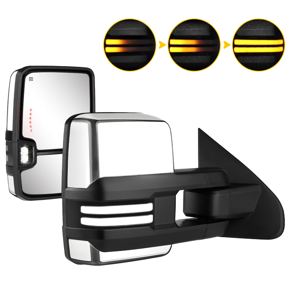 Sanooer 2014-2019 CHEVY Silverado Chrome Switchback Towing Mirror