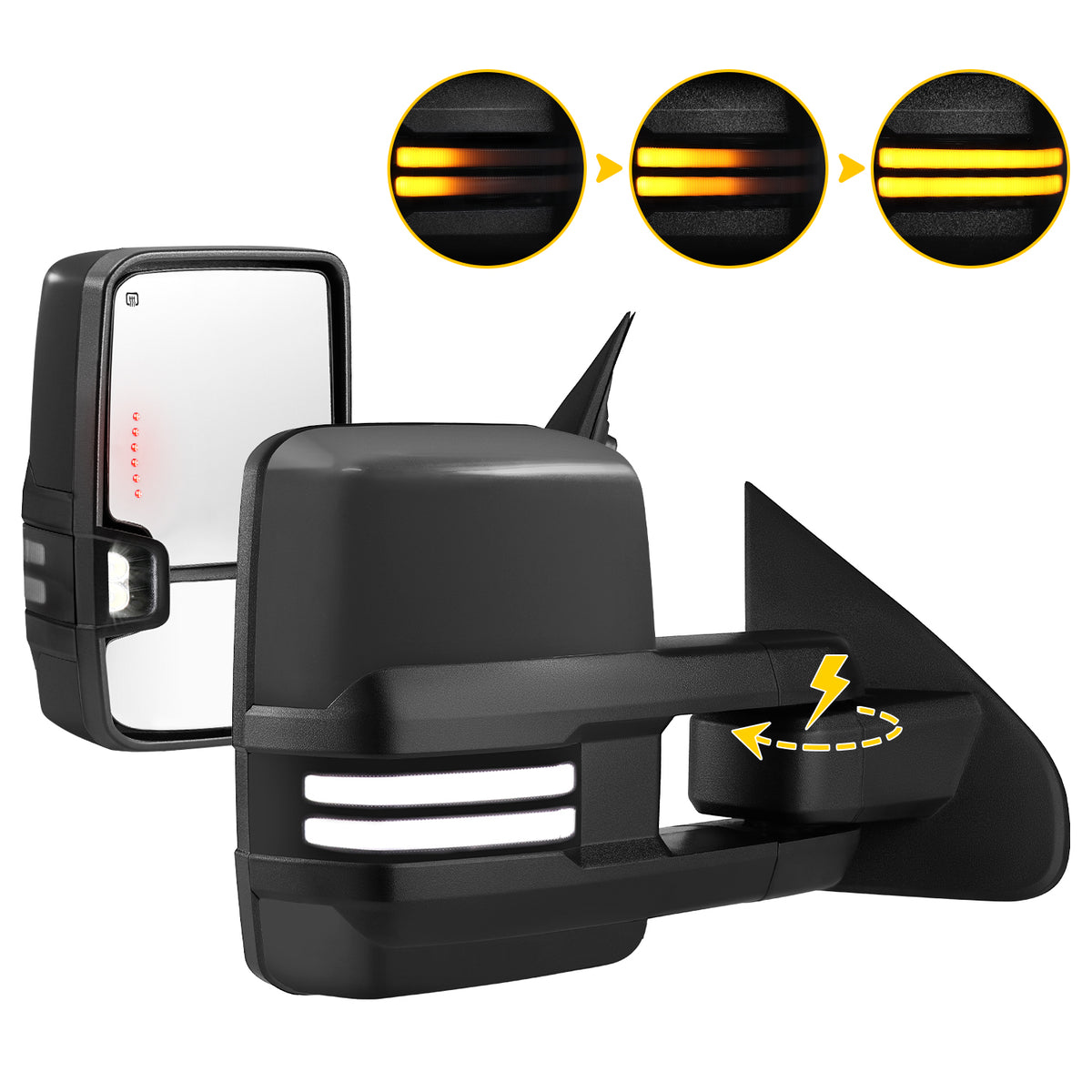 Sanooer 2014-2019 CHEVY Silverado Metal Iridium Painted Switchback Power Folding Towing Mirror
