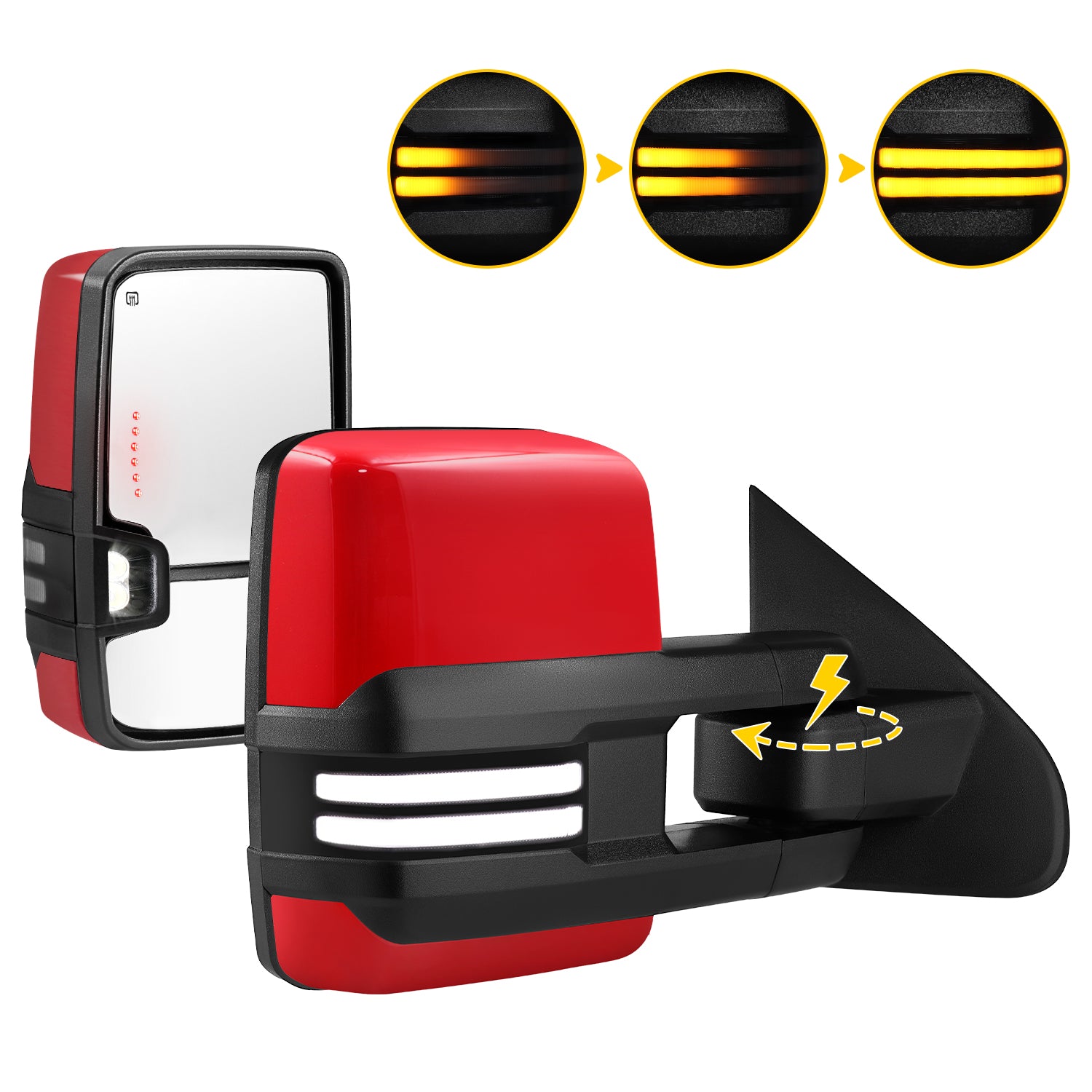 Sanooer 2014-2019 CHEVY Silverado Paint Red Switchback Power Folding Towing Mirror