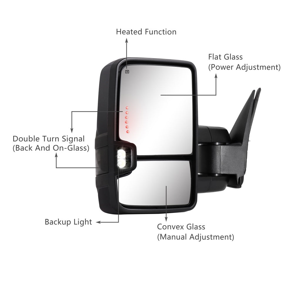 Towing-Mirror-2003-2007-Classic-Chevy-Silverado-GMC-Sierra-basic-black-painted-functions