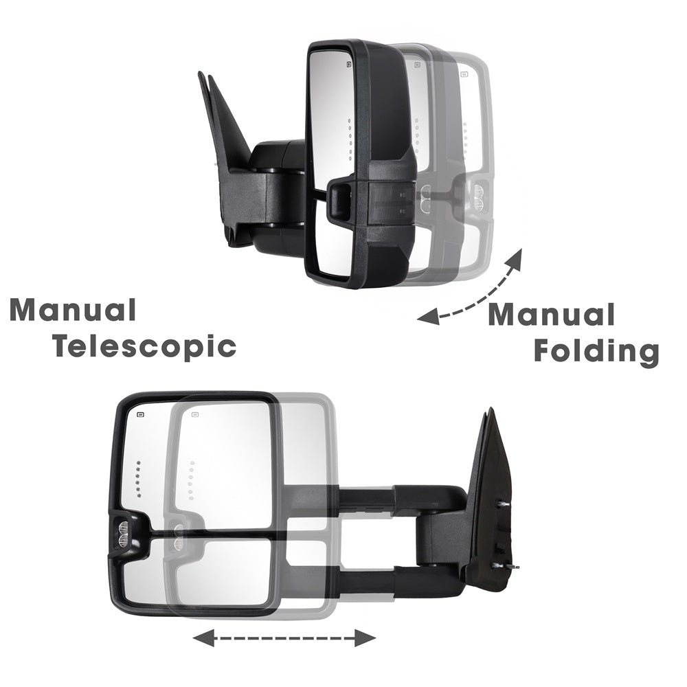 Towing-Mirror-2003-2007-Classic-Chevy-Silverado-GMC-Sierra-basic-black-painted-manual-telescopic&folding