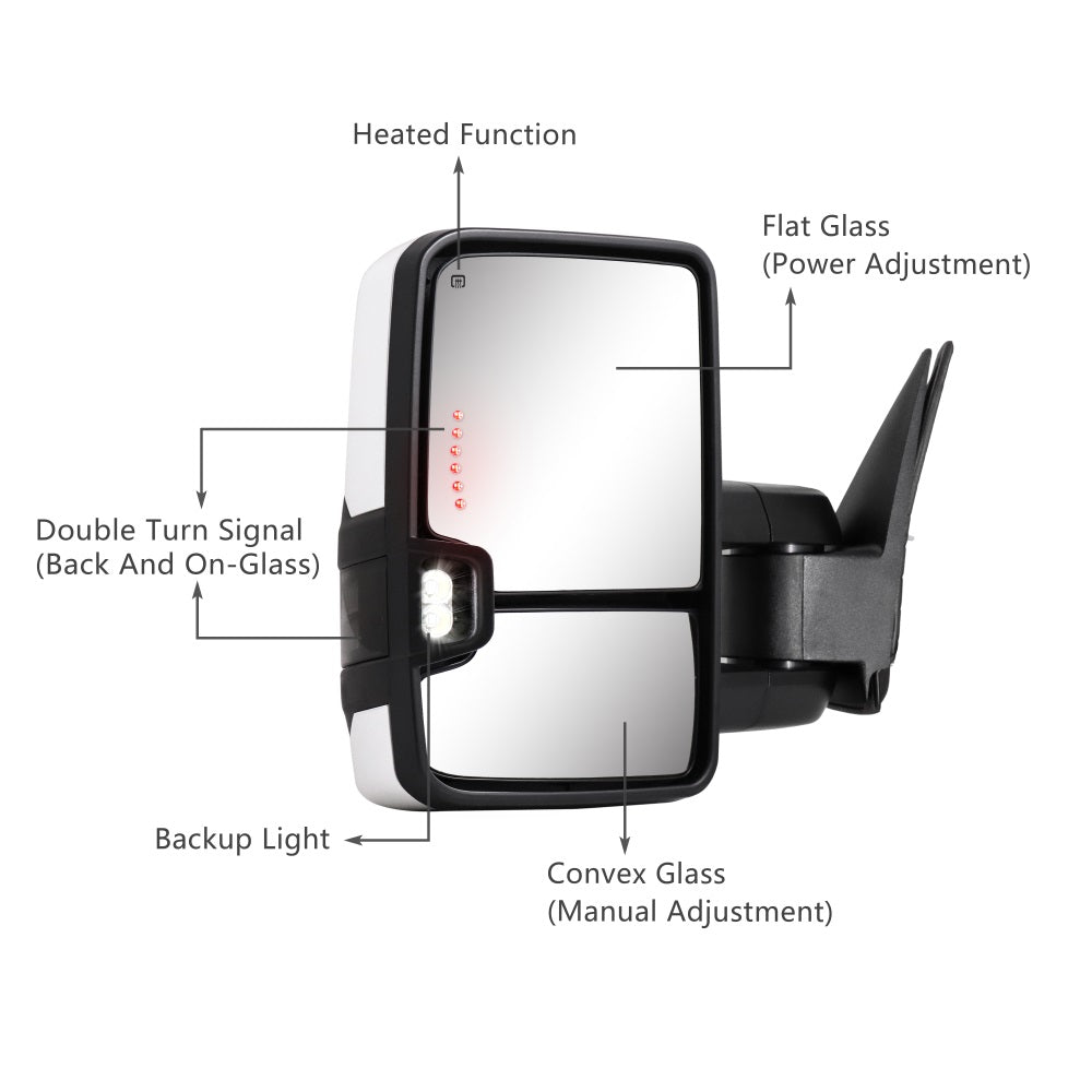 Towing-Mirror-2003-2007-Classic-Chevy-Silverado-GMC-Sierra-basic-white-painted-functions