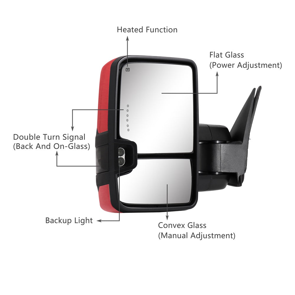 Towing-Mirror-2003-2007-Classic-Chevy-Silverado-GMC-Sierra-paint-red-basic-functions