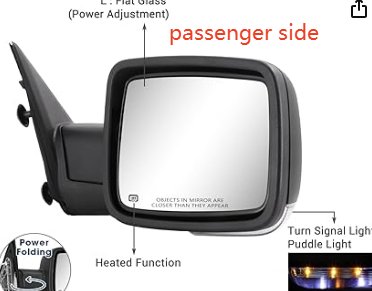 2009-2018 Dodge Ram Side mirror glass on passenger side