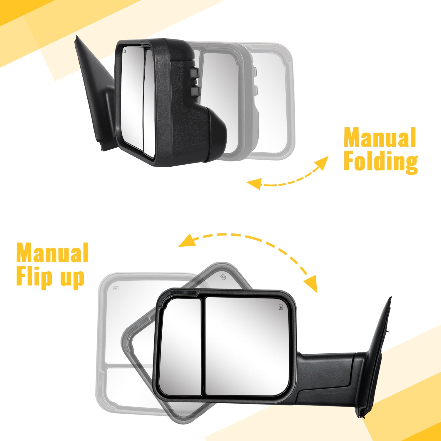Sanooer Switchback Towing Mirrors for 2002-2008 Dodge Ram 1500 2003-2009 Dodge Ram 2500 3500