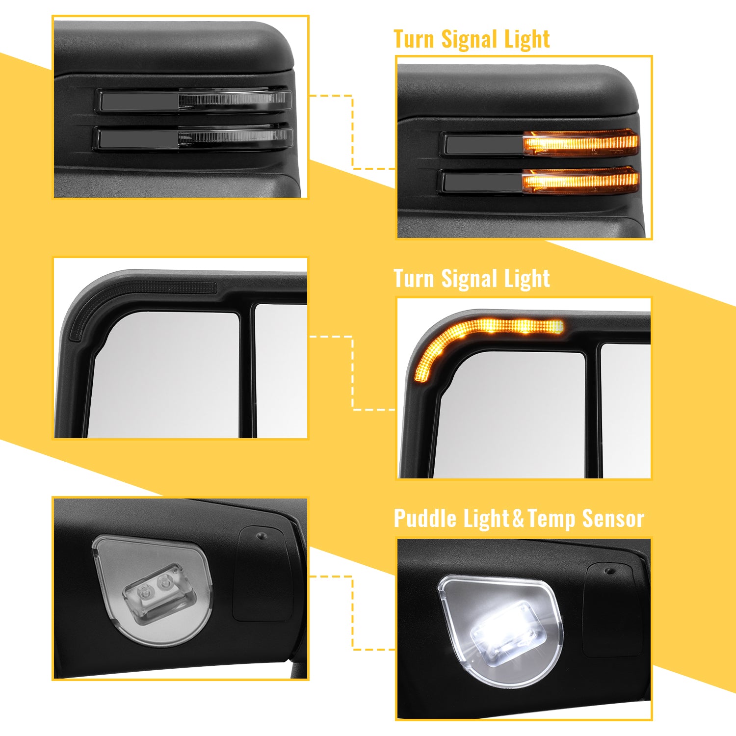 Basic Towing Mirrors for 2019-2024 Ram 1500 Classic 2009-2018 Ram 1500 Multifunction Pair Set