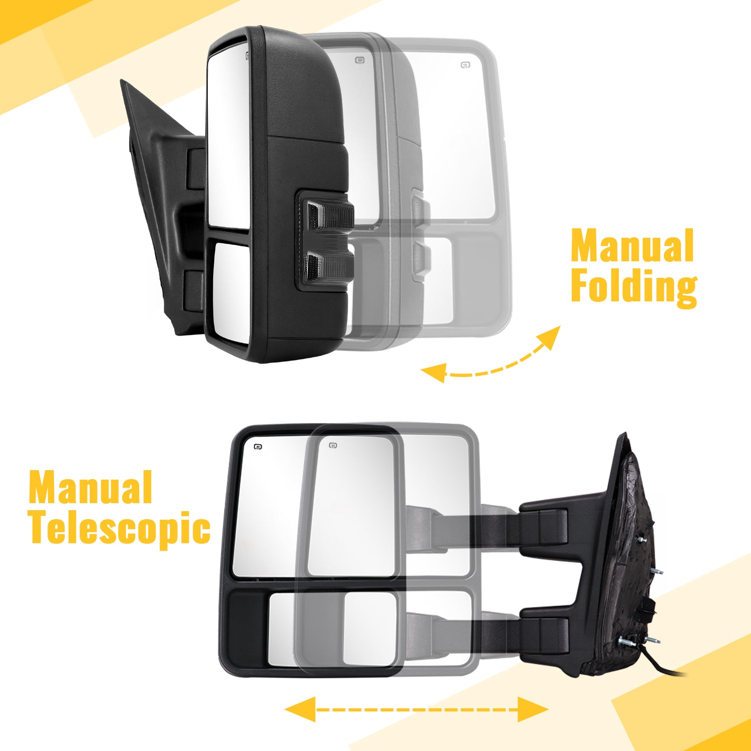 Sanooer Extendable Telescopic Towing Mirrors for F250 F350 F450 F550 Super Duty Truck 1999-2016 Smoke Lens