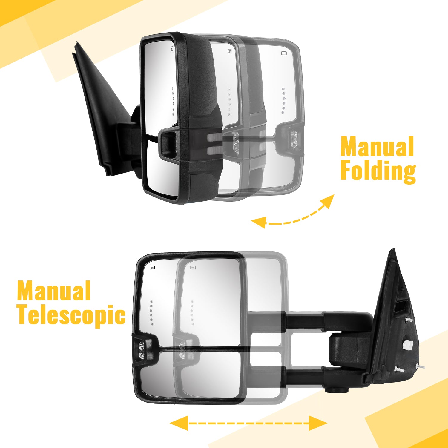 Sanooer Towing Mirrors for 2002-2009 Dodge Ram 1500 2500 3500 Multifunction Pair Set