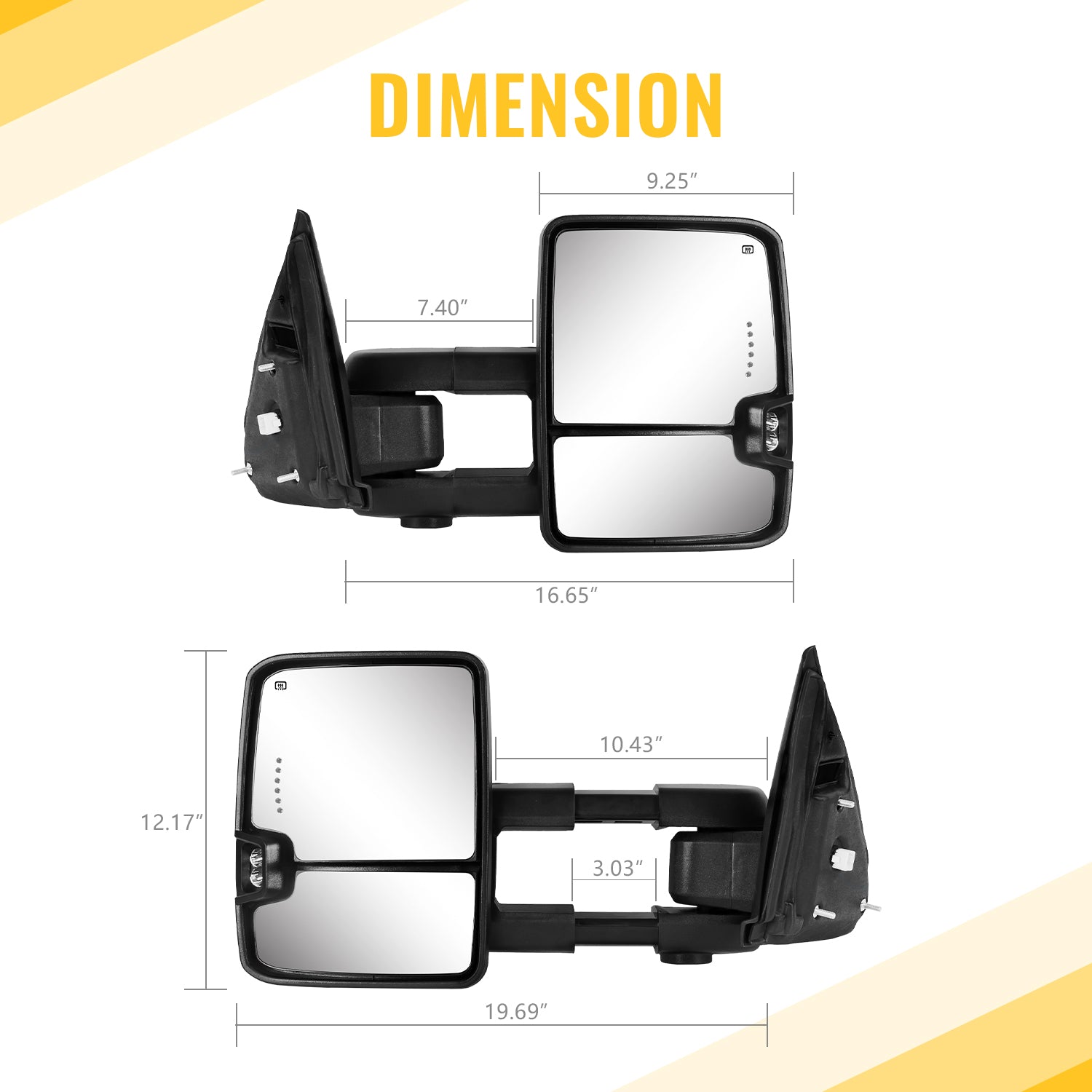Sanooer Towing Mirrors for 2002-2009 Dodge Ram 1500 2500 3500 Multifunction Pair Set