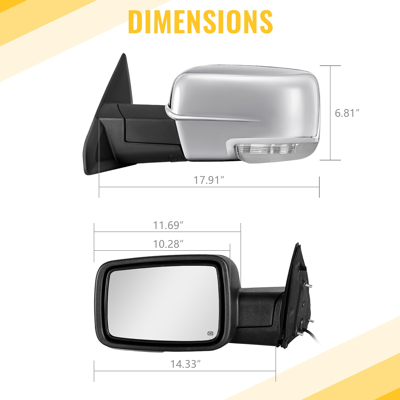 Sanooer Towing Mirror size diagram