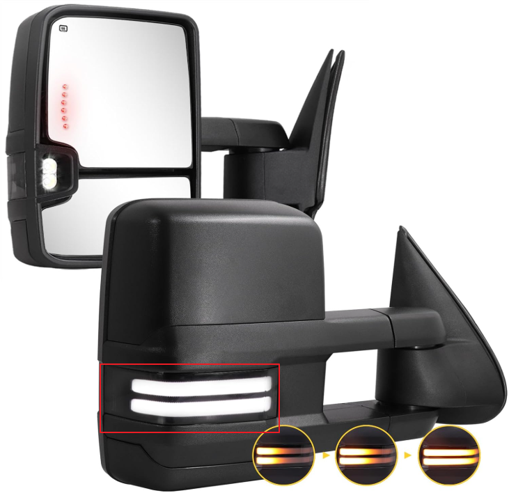 A swithback light on the passenger side of chevy mirrors