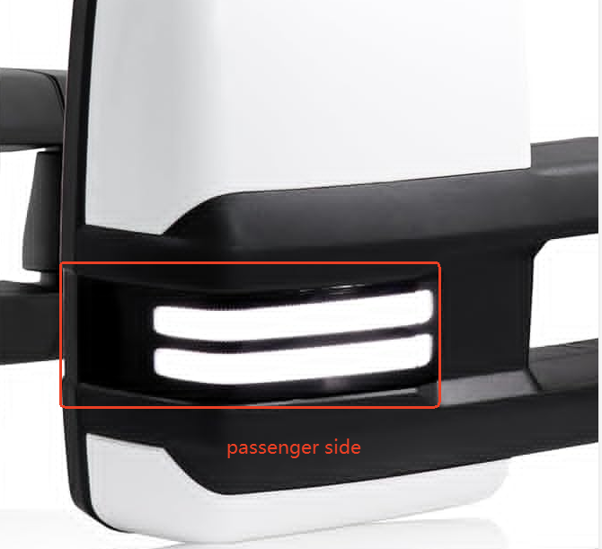 The passenger side backlight for 2007-2014 chevy silverado towing mirror
