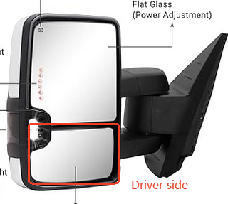 The convex glass on driver side for chevy towing mirror