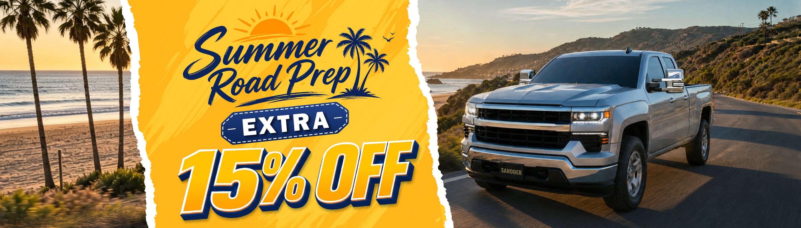 Sanooer holiday sale featuring discount tow mirrors and heavy-duty truck accessories.