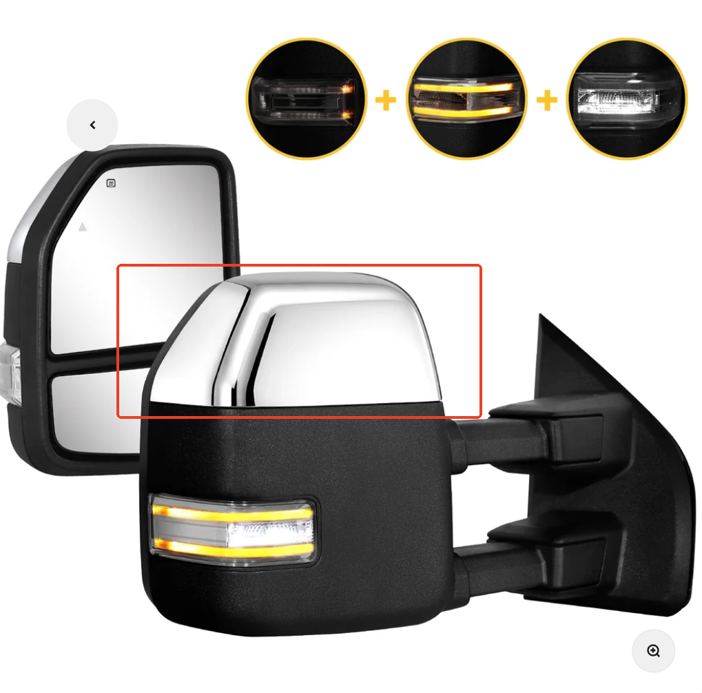 Both side chrome Top cap for Sanooer 2015-2020 Ford F150 Tow Mirrors（including the shipping））