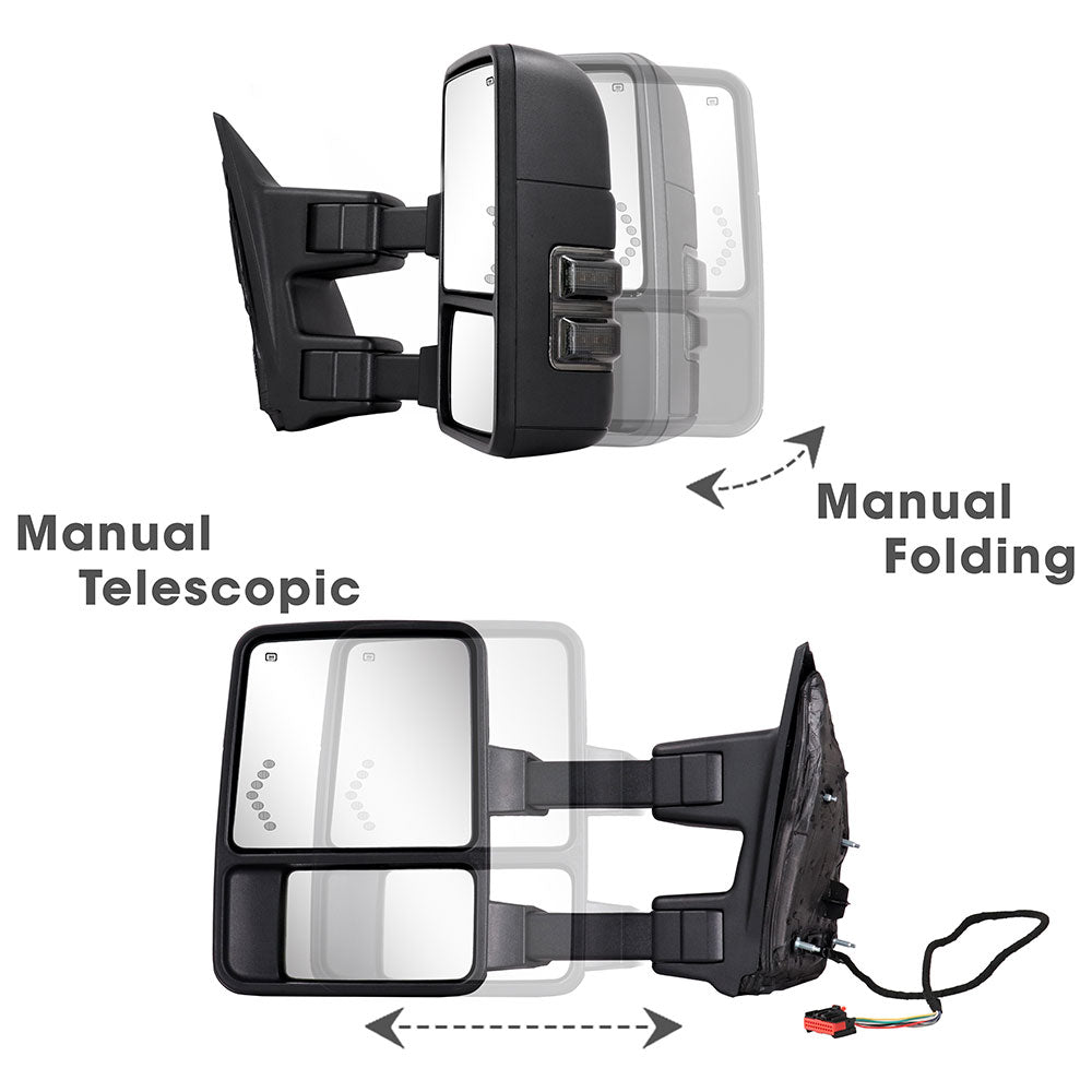 Sanooer Towing Mirrors for Ford Super Duty Truck Pickup 1999-2016 ( with 99-07 Harness Connectors)